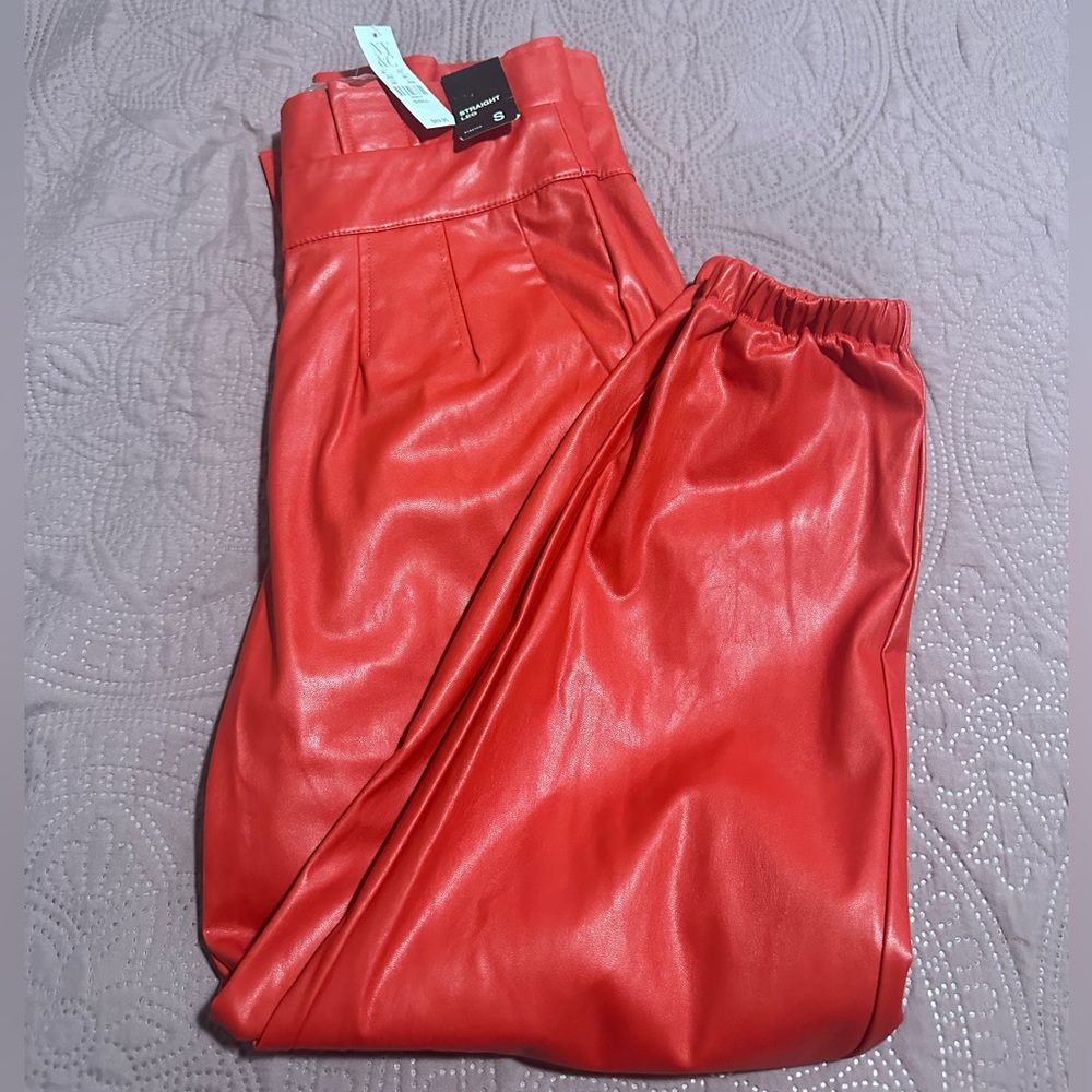 Faux Leather Paper Bag Waist Joggers - Picture 3 of 4
